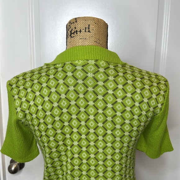 Vintage Y2K Mudd Juniors M Green Argyle Plaid Collared Short Sleeve Polo Top - Picture 6 of 9